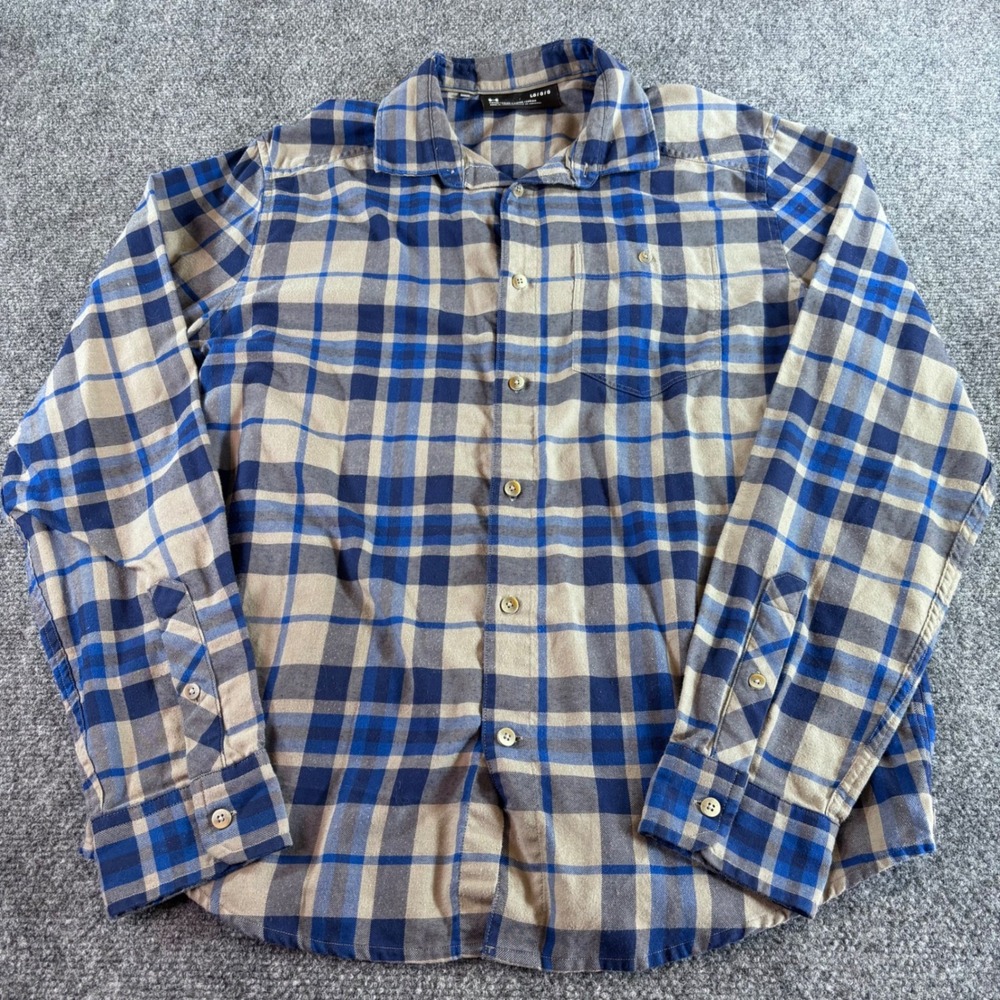 Under Armour Button‎ Down Shirt Mens L Blue Tan Plaid Fitted Long Sleeve Casual